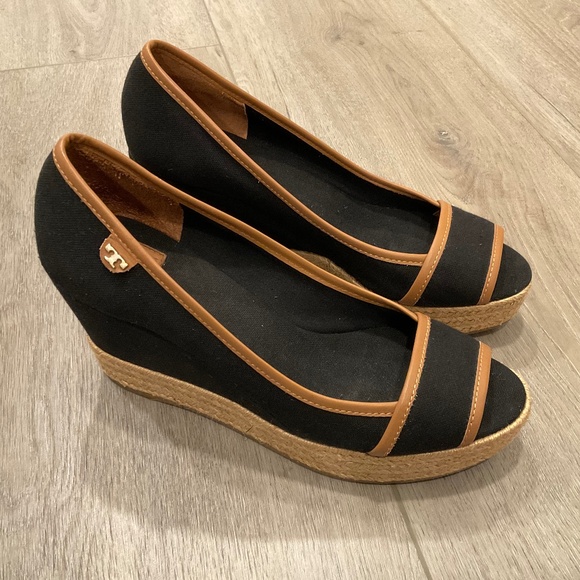 Tory Burch Shoes - TORY BURCH Majorca Black Wedge Espadrille  Size 8
